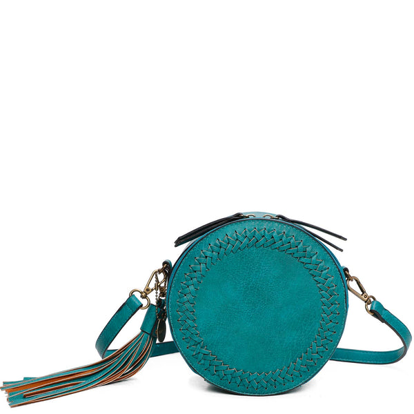 Teal leather outlet crossbody bag