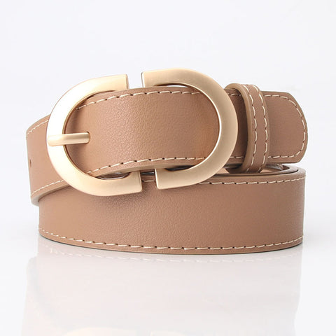 Kay Stylish Vegan Leather Women's Belt - Beige