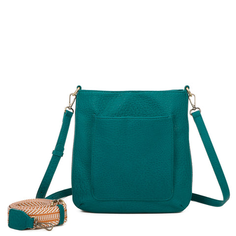 Zara Vegan Leather Multi Interchangeable Strap Crossbody - Teal