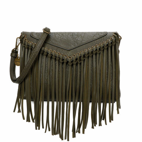 Dallas Fringe Crossbody Bag - Army Green