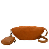 Jody Vegan Leather Faux Suede Fashionable Belt and Bum Bag - Brown