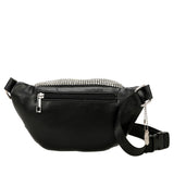 Sasha Vegan Leather Faux Diamond Studs Belt and Bum Bag - Black