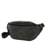 Tatiana Vegan Leather Faux Black Diamond Studs Belt Bum Bag - Black