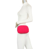 Billie's Fuzzy Faux Fur Nylon Bum Fanny Bag - Ivory