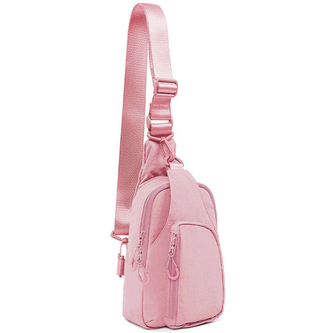 Julie's Nylon Sporty Crossbody Sling Bag - Pink
