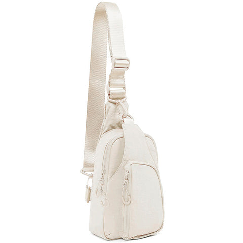 Julie's Nylon Sporty Crossbody Sling Bag - White