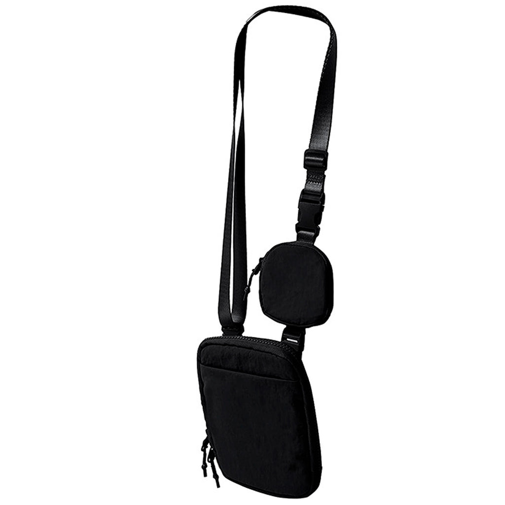 Betsie's Nylon Phone and Earphone Vertical Sling Belt Bag - Black