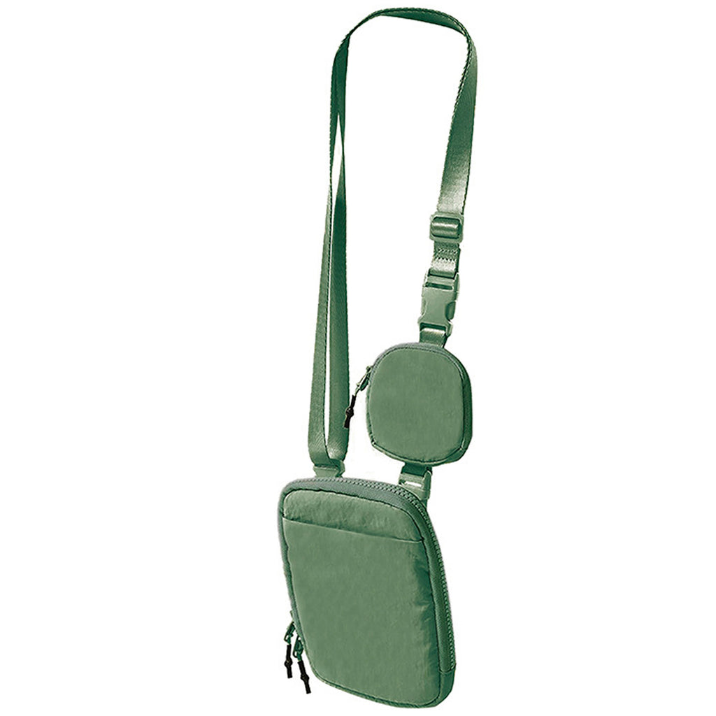 Betsie's Nylon Phone and Earphone Vertical Sling Belt Bag - Pea Green