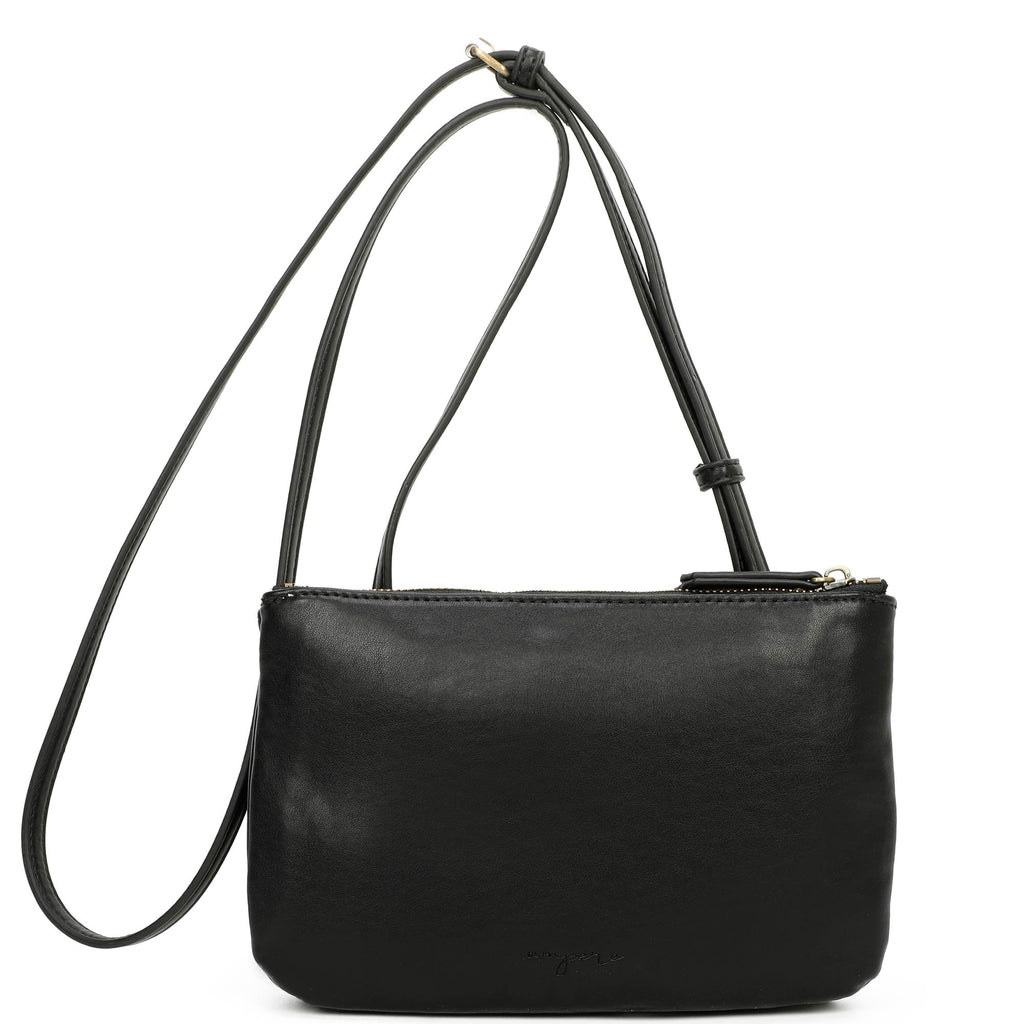 Eden Biodegradable Vegan Leather Double Zip Crossbody Bag - Black ...