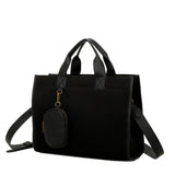 Tiara Vegan Leather Adjustable Strap and mini-bag Suede Tote - Black