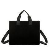 Tiara Vegan Leather Adjustable Strap and mini-bag Suede Tote - Black