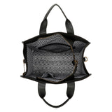 Tiara Vegan Leather Adjustable Strap and mini-bag Suede Tote - Black