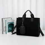 Tiara Vegan Leather Adjustable Strap and mini-bag Suede Tote - Black