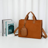 Tiara Vegan Leather Adjustable Strap and mini-bag Suede Tote - Brown