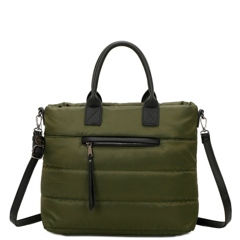 Zuma Sustainable Vegan Leather Puffer Tote Convertible Bag - Green