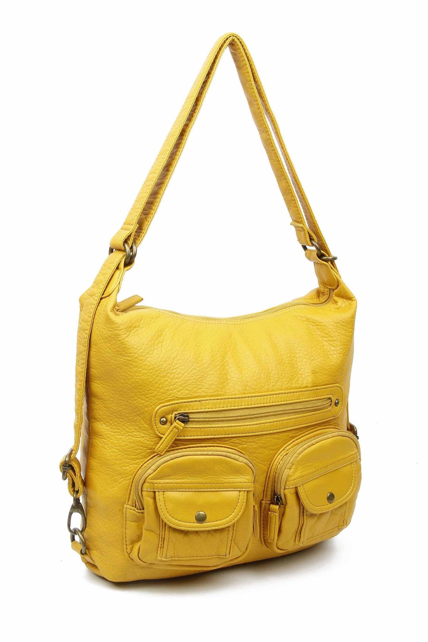 Mustard yellow backpack purse best sale