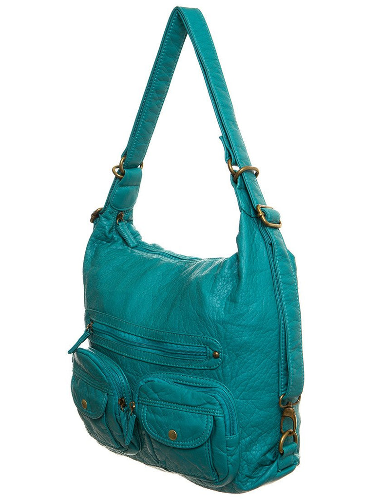 NAS Designer Small Leather Convertible Backpack Crossbody Shoulder Bag