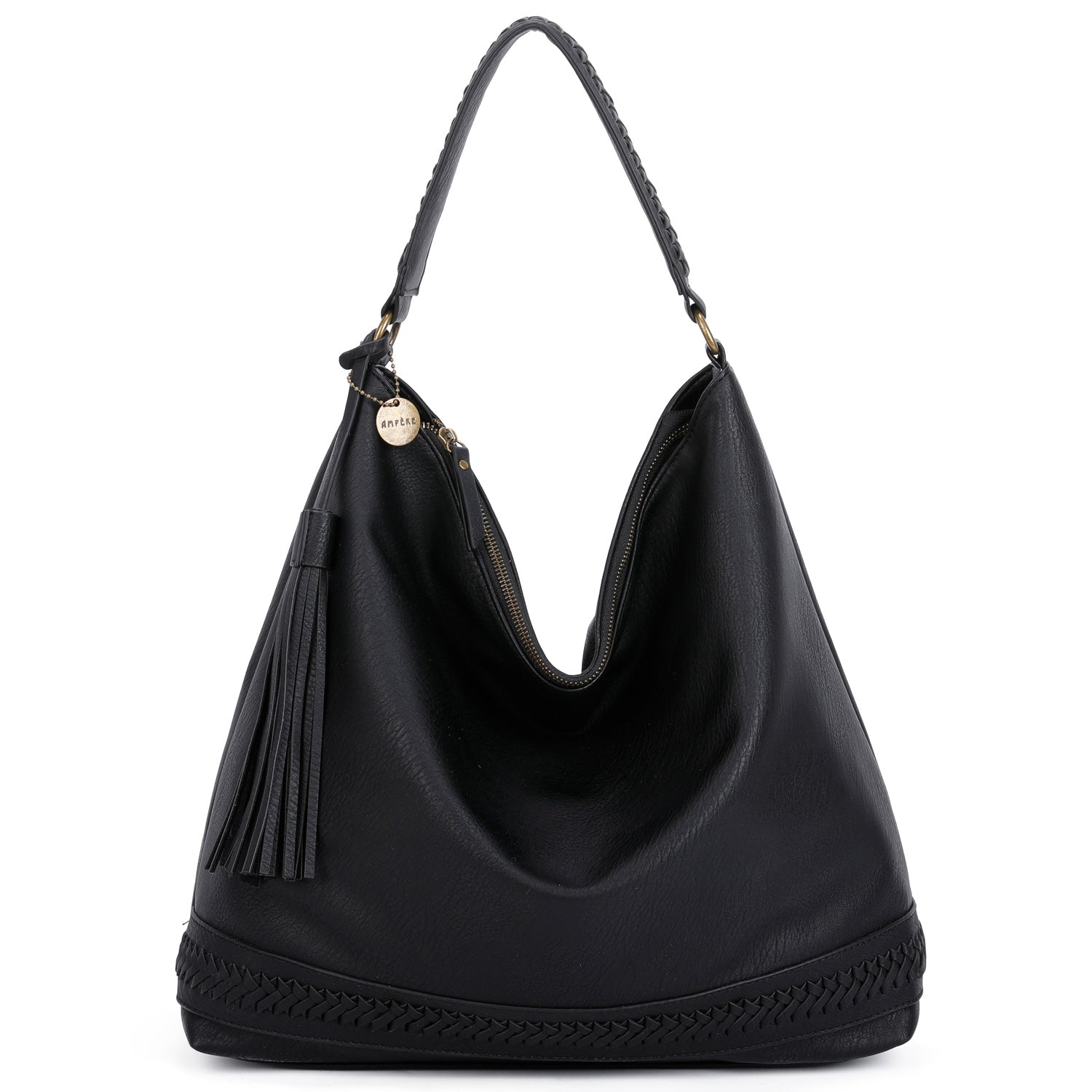 Ralph Lauren Black Hobo Handbag w/ Braided Leather Strap