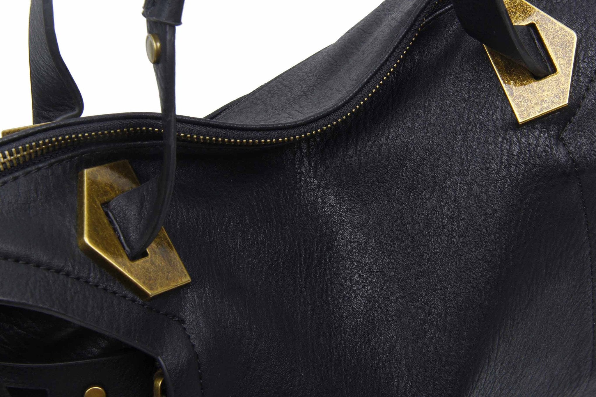 ARLAN Black Patent Trapezoidal Satchel Bag